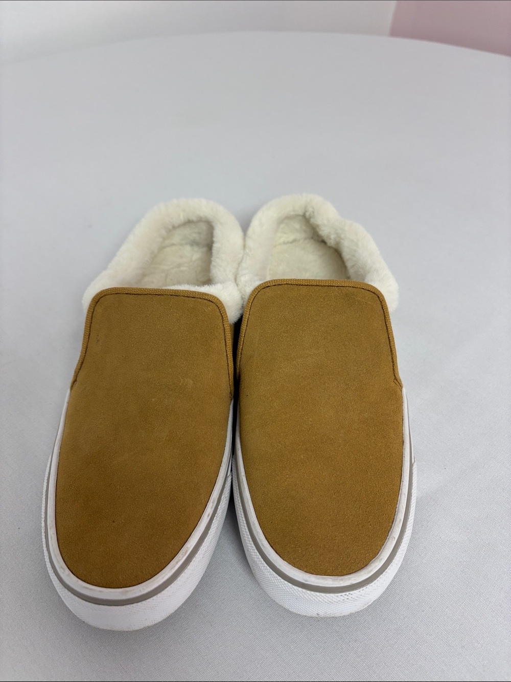 Eddie Bauer Fur Lined Slip On Sneaker Mules Tan women's Size 7